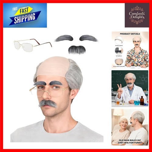 Funny old man costume wig - old,