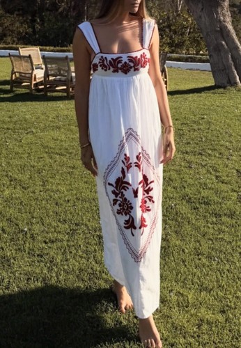 Zara white embroidered maxi - embroidered,