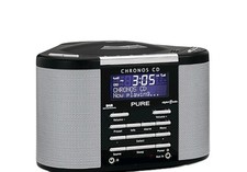 Pure Chronos CD DAB FM Alarm Clock Radio Black Silver Digital with AC Adapter 