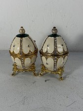 2 x Egg Shaped Metal & Enamel