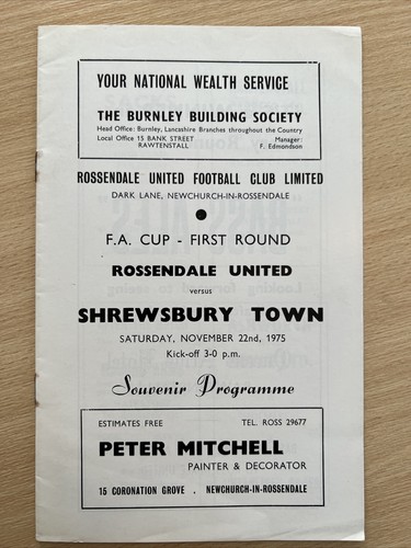 1975 rossendale united - 22.11.1975.,