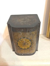 Antique Tin Tea Caddy From The Late 19th Century With Compass Rose Design