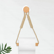 Wood Rope Wall Toilet Paper Holder Nautical Rope Towel Ring Rustic Tissue Rolls 