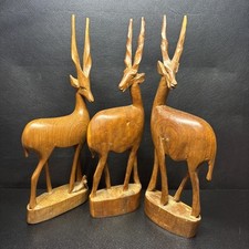 3 x Vintage Wooden Carved