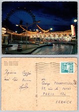 c22290 Prater by night dodgem cars Wien Vienna  Austria  postcard 1960s stamp