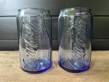 2x McDonalds Ltd Edition Blue Coca-Cola Can Shape Glasses 
