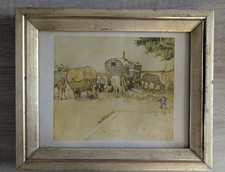 Framed Picture of Horse & Carriage or Cart in Landscape 12x10"