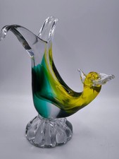 Vintage Murano style Sommerso glass bird – yellow green 1960s hand-blown art