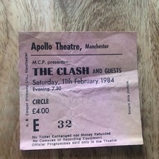 The Clash ticket Manchester Apollo 11/02/84 #E32