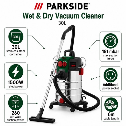 Parkside 1500w 30l industrial - 1500w,