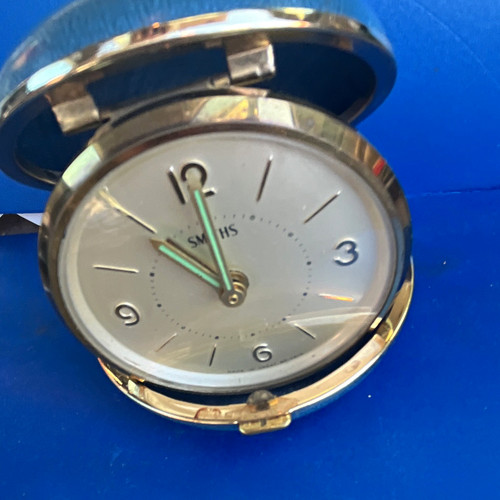 Smiths round travel clock - round, blue