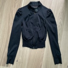 Women’s GUESS Black Bomber Fitted Stretch Zip Up Jacket - Size Small