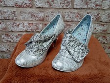 Irregular Choice White Silver  Floral Heels Size 6 (39) Bridal / Party