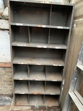 vintage retro metal industrial tool storage cabinet shelf book case mid century