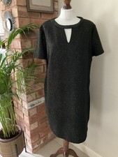 Dorothy Perkins Black Glitter Shift Party Evening Occasion Dress Size 18 