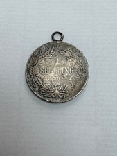 South African 1 shilling coin 1892 with loop for chain