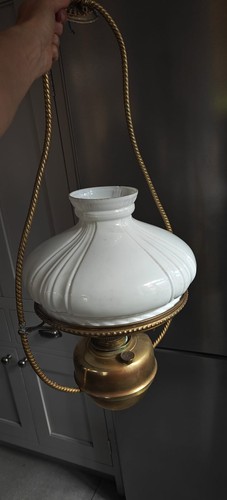 Antique converted brass oil