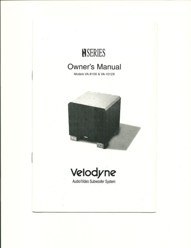 Velodyne subwoofer owner - velodyne, owner’s