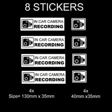 8 X DASH CAM RECORDING STICKERS CCTV IN CAR VIDEO CAMERA DECAL STICKER WARNING