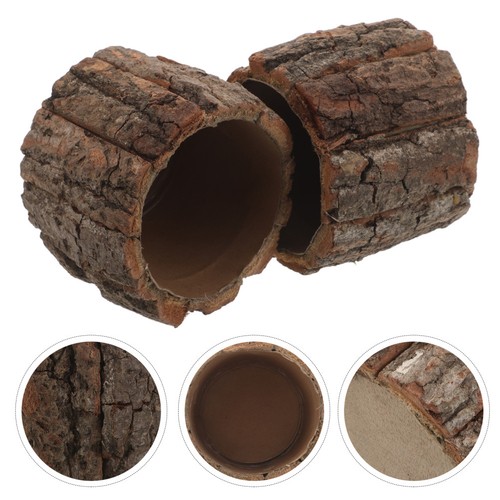 2pcs wooden plant pots rustic - 2pcs,