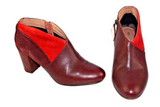 White stuff Aubergine & Red leather & suede zip up ankle boots UK size 6. EU 39