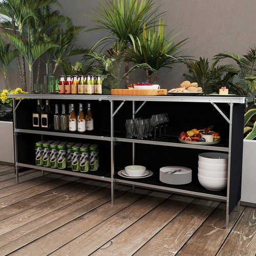 Black folding camping table - black,