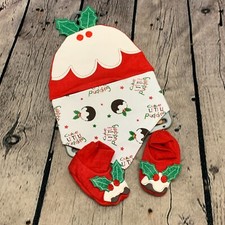 Christmas Baby Hat Bib Bibs & Bootees Sock Christmas Pudding