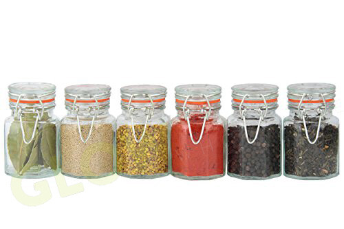 Set glass spice jars vintage - set, 6