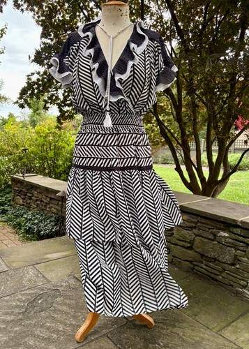 Maxi dress black white dots - black, &