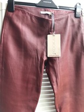 Kookai dark red real leather skinny trousers UK 8 10 RRP £419 BNWT