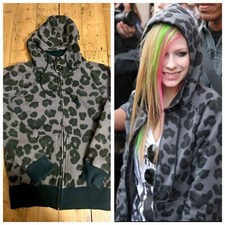 Iron Fist Grey Leopard Hoodie Size Small As Seen On Avril Lavigne Goth Punk 2011