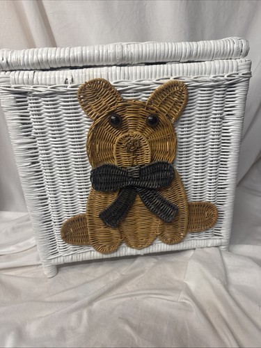 Vintage wicker teddy bear - vintage,