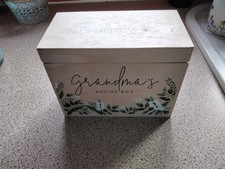 Wooden Recipe Box with Cards