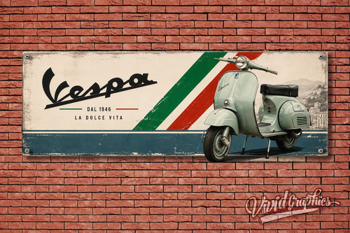 Vespa garage workshop banner - vespa,