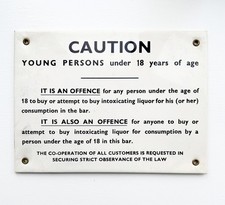 Antique Vintage Retro c1960/70s Intoxicating Liquor Law Pub Advertising Sign 