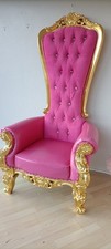 Feature High-Back Baroque Throne Chair - Pink & Gold shop/ restaurant display