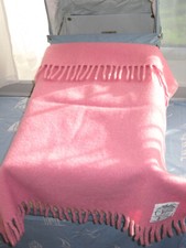 Fringed Woollen OTTERBURN Blanket Coachbuilt Pram Rug Crib Cover Pink Baby Girl