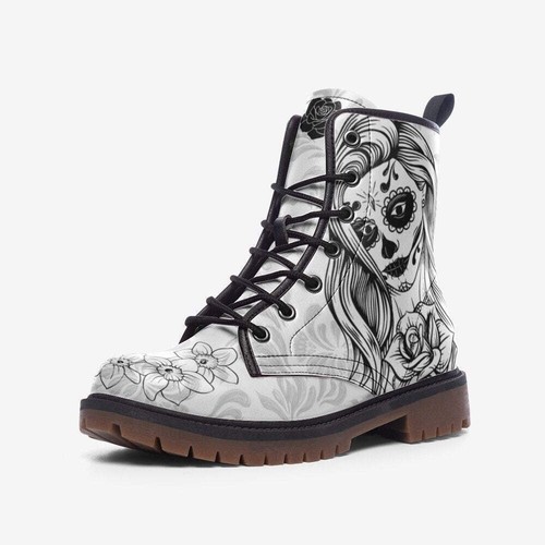 Sugar skull boots black and - black,