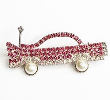 Vintage Rhinestone Mary Kay Pink Cadillac Classic Car Silver Tone Brooch Pin