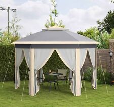 Large 3 x 4m Pop Up Garden Gazebo with Sides Mesh Curtains Canopy Marquee Tent