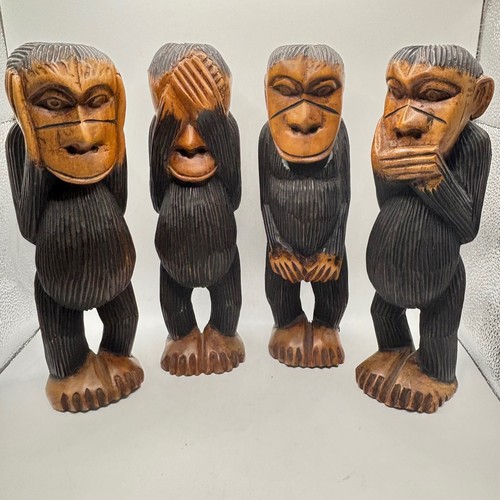 Vintage hand carved wood three - hand,