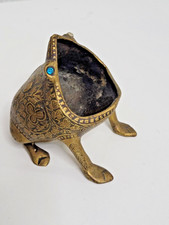 Vintage 1960s Brass, 3.5" Open Mouth Frog Ashtray/incense burner/trinket dish