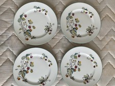 Set of 4 Royal Worcester Strawberry Fair Plates Blue Rim 20cm 