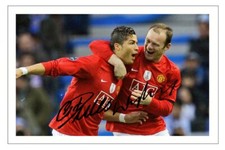 CRISTIANO RONALDO & WAYNE ROONEY Signed Autograph PHOTO Print MANCHESTER UNITED