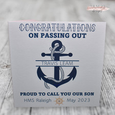 Personalised Congratulations On Passing Out Navy Card Male Son Female Daughter