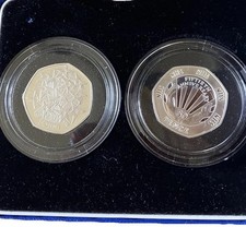 1998 ROYAL MINT PIEDFORT SILVER PROOF  2 x 50p EEC and NHS