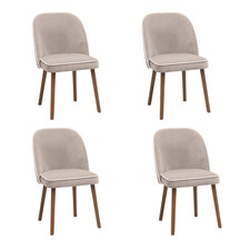 Set of 4 Beige Upholstered