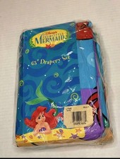 VTG  90s Disney Little Mermaid 63" Drapery Set Ariel 2 Panel Curtains Tie Backs
