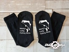 Personalised Lucky Fishing Socks  with Name Design Gift for Dad Fathers Day