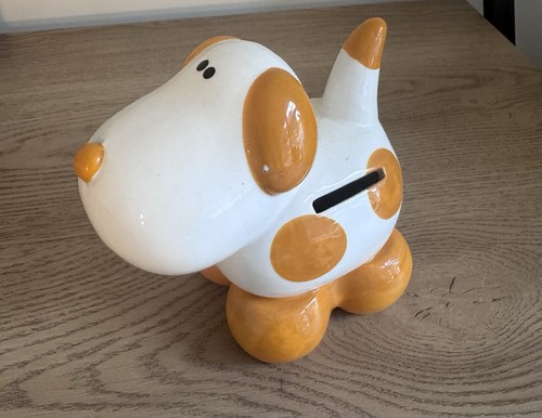 Ceramic dog piggy - ceramic, coin